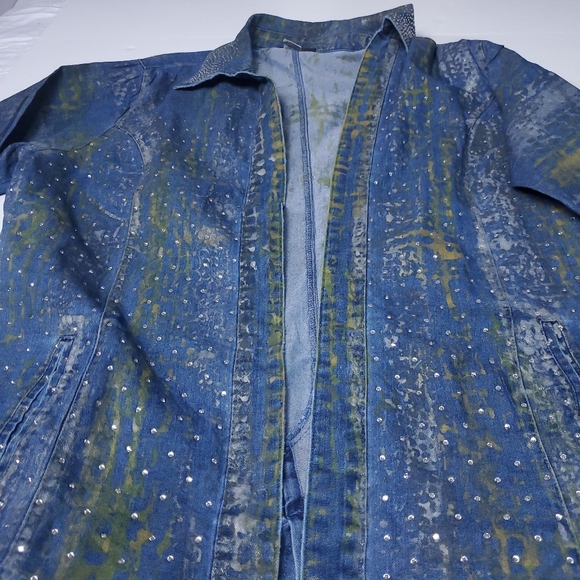 Get Lucky USA Denim Bling Jacket Upcycle Look - Picture 2 of 10
